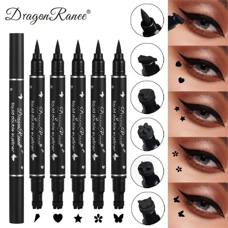 Double Head Waterproof Liquid Eyeliner Moon Star Heart Shapes stamps