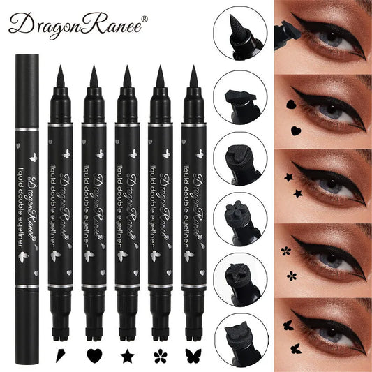 Double Head Waterproof Liquid Eyeliner Moon Star Heart Shapes stamps