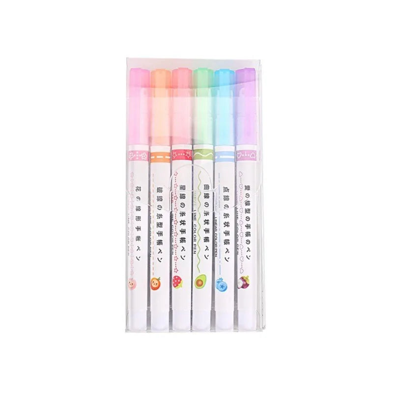 6Pcs/ Flowers Line Shaped Highlighter Pens Roller