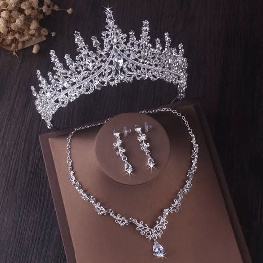 Luxury Silver Color Crystal Bridal Jewelry Sets