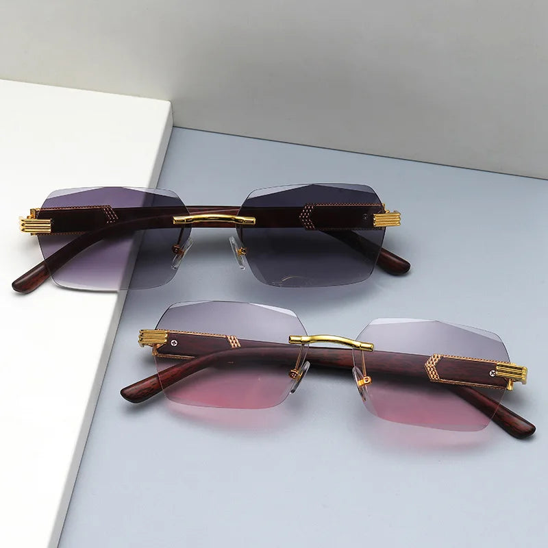 Luxury Rimless Square Sunglasses