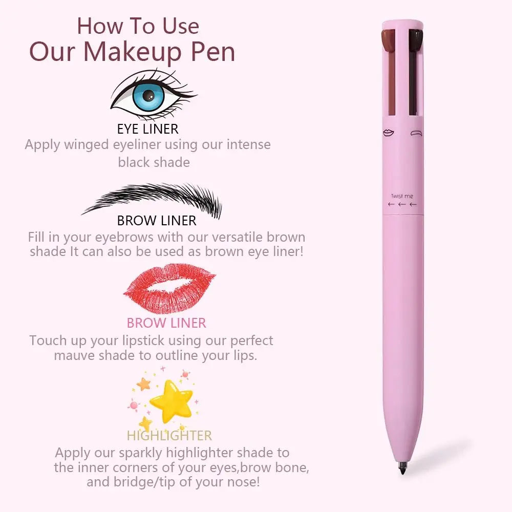 4 In 1 Makeup Pen Eyebrow Pencil Waterproof Drawing Eye Brow Long Lasting