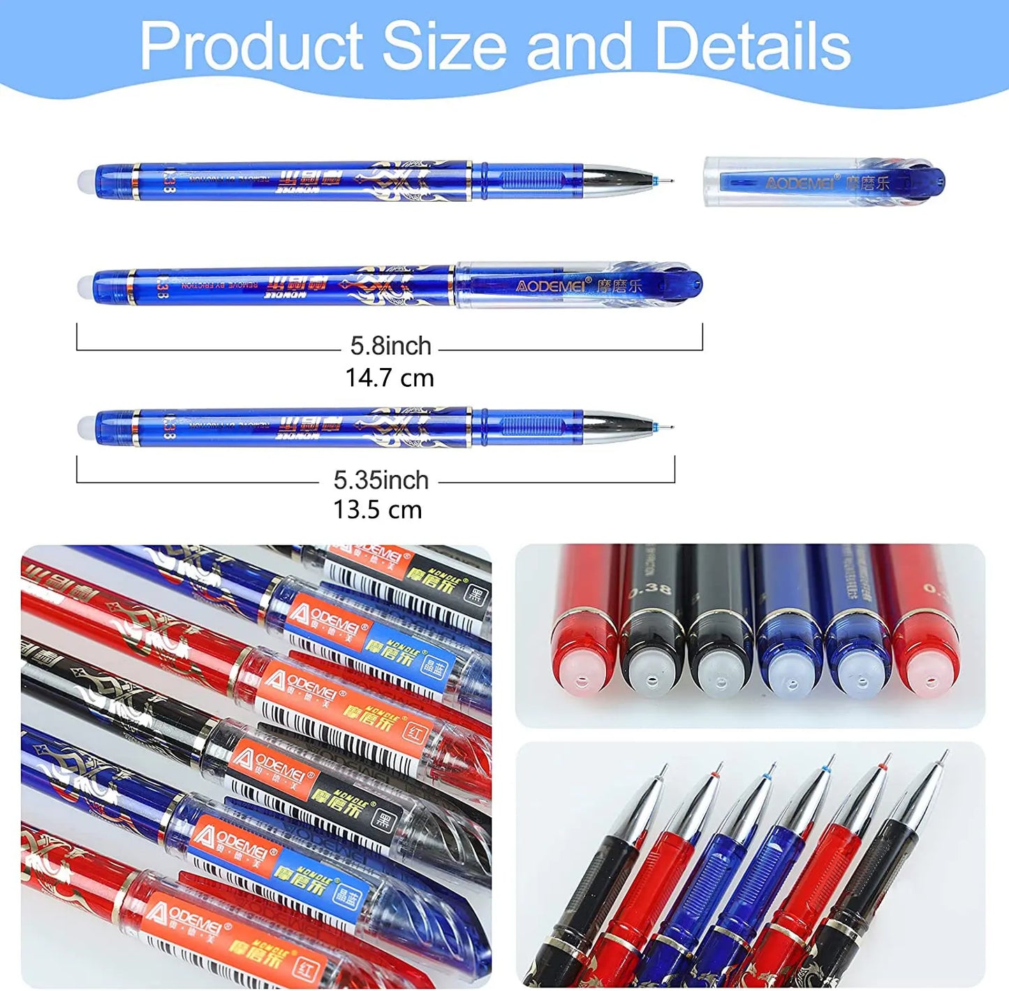 26 Pcs/Set Kawaii Erasable Pens 0.35mm Gel Pen Waterproof Gel Ink