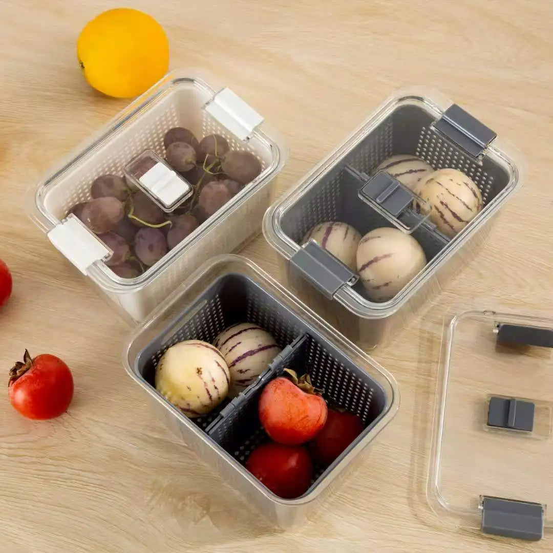 Refrigerator Preservation Storage Box Drain Basket Storage Containers