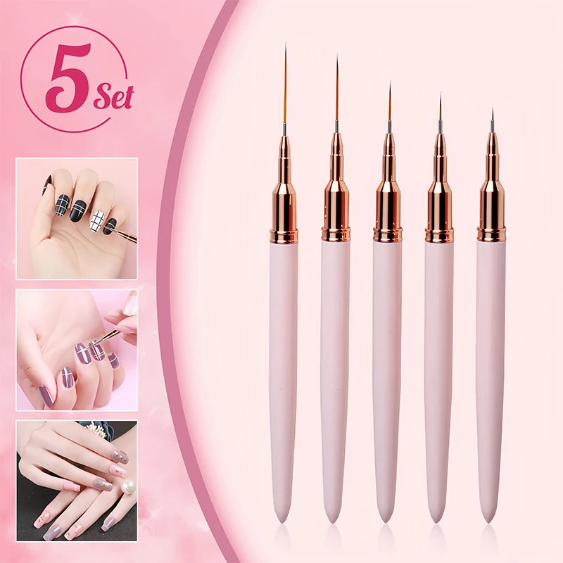 5 Pcs Nail Art Liner Brushes Set