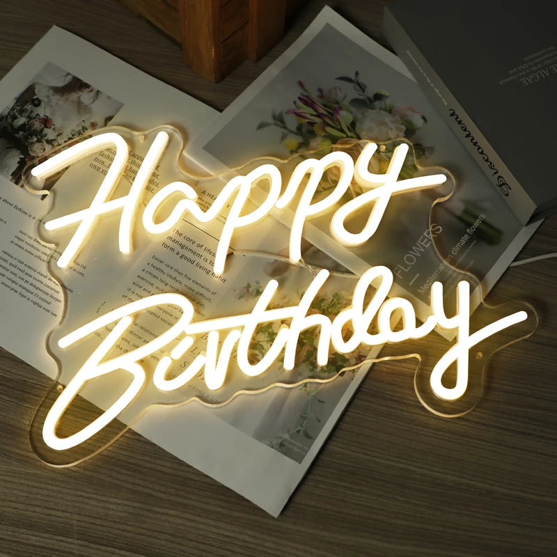 Happy Birthday LED Neon Sign Indoor Wall Lights