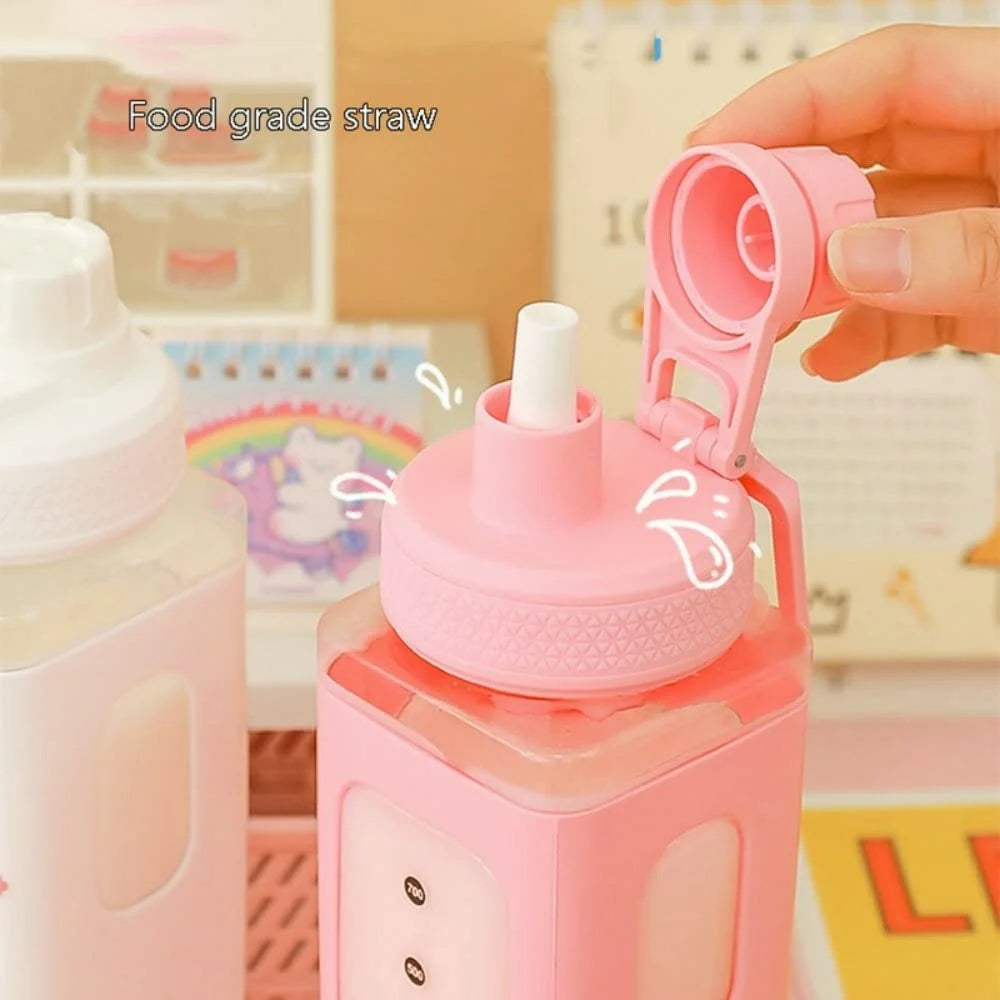 700/900Ml Kawaii Water Bottle With Straw