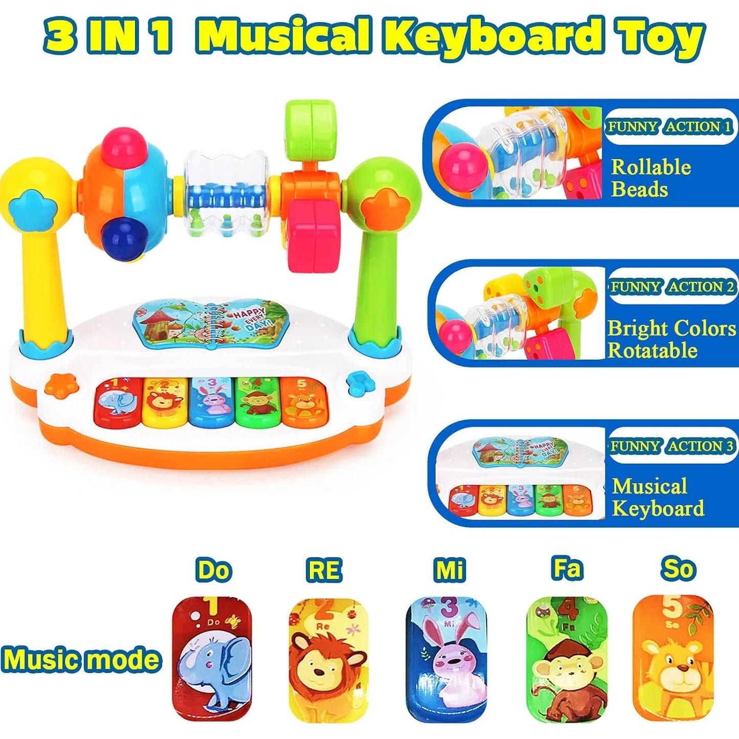 Baby Piano Toys Kids Rotating Music Piano Keyboard