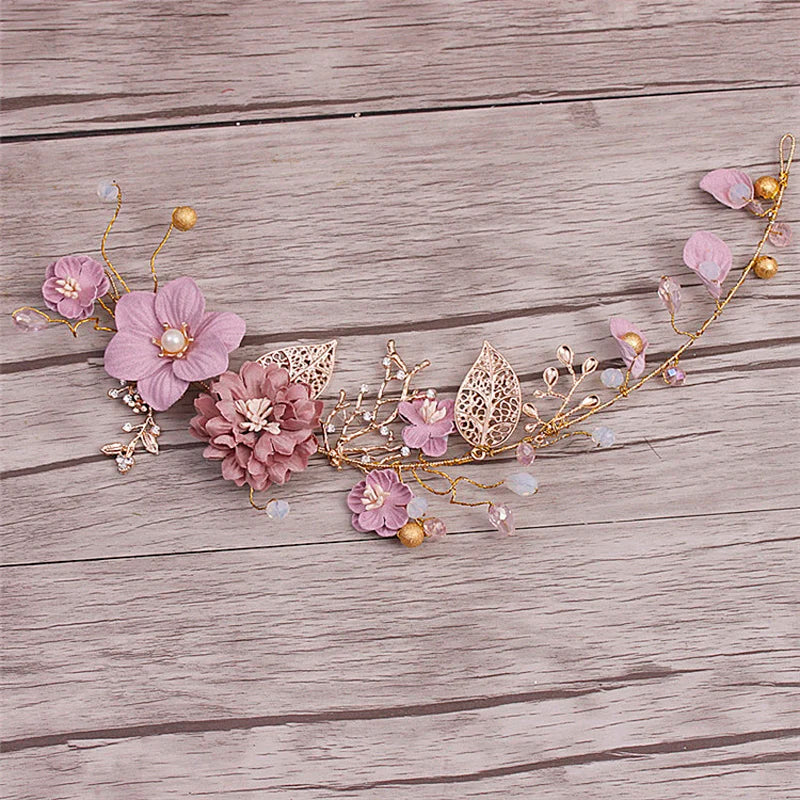 Long Hair Jewelry Pink Flower Headband