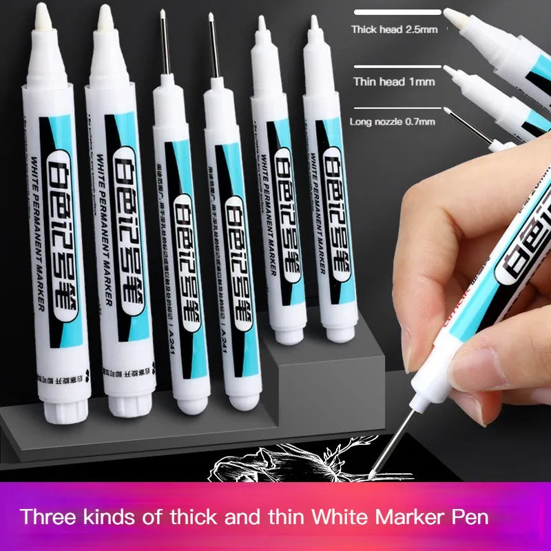 1/4Pcs White Permanent Paint Pen