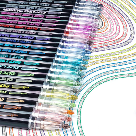 Double Line Outline Pens,  Metallic Markers Glitter