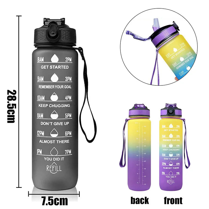 1 Liter Water Bottle Motivational Sport Water Bottle