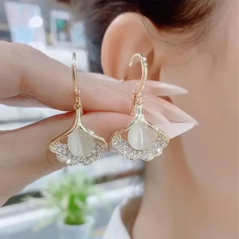 Luxury Trend Black Color Double Layer Earrings For Women  Zircon Geometric Earring