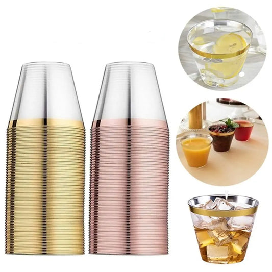 10PCS Disposable Plastic Cups Rose Gold