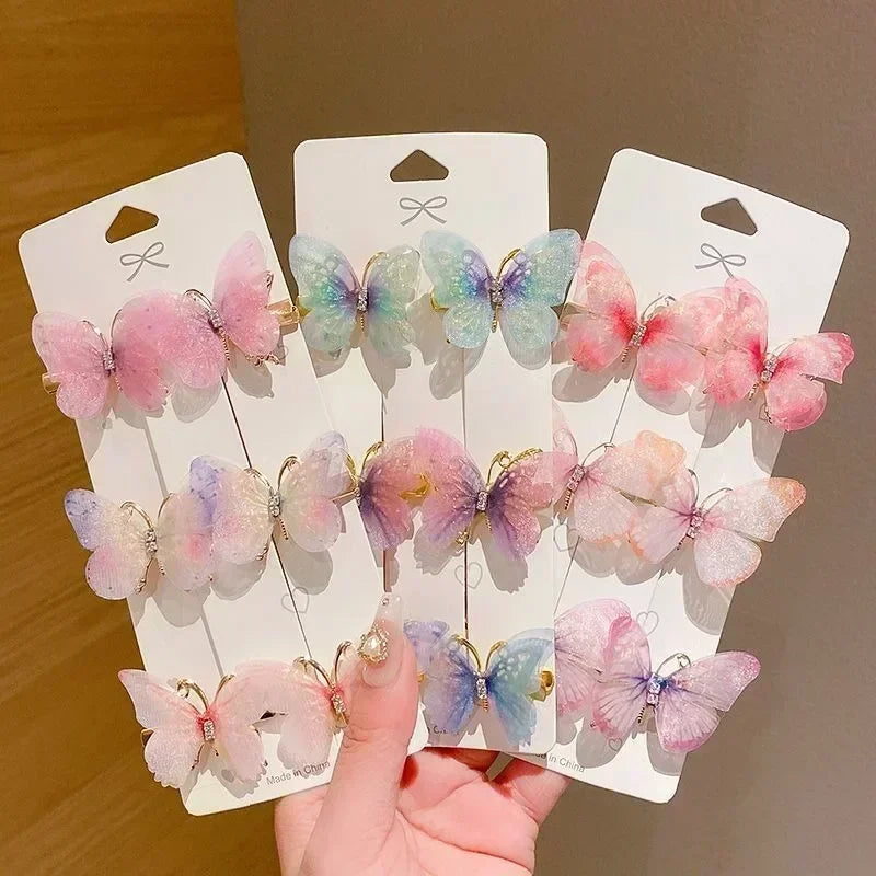 2/6Pcs Colorful Butterfly Hairpins Girl Hair Clips