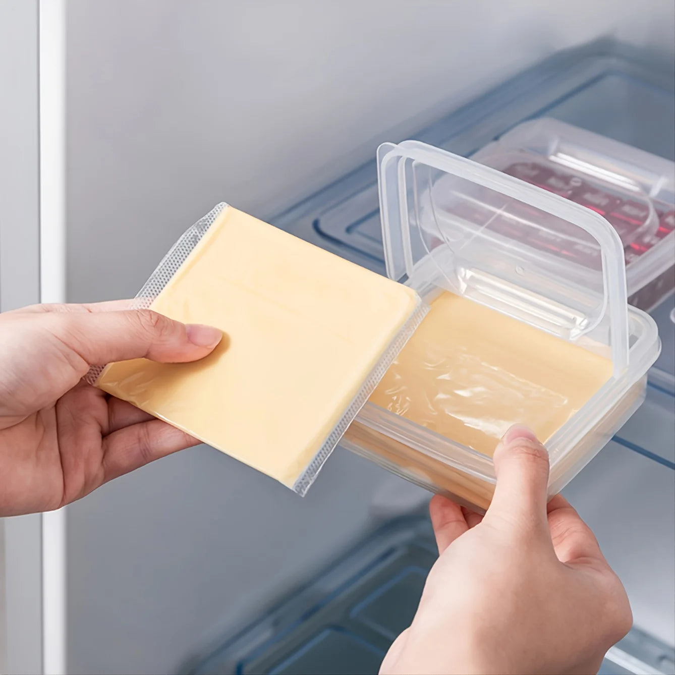 1pc Plastic Refrigerator Storage Cheese Box,