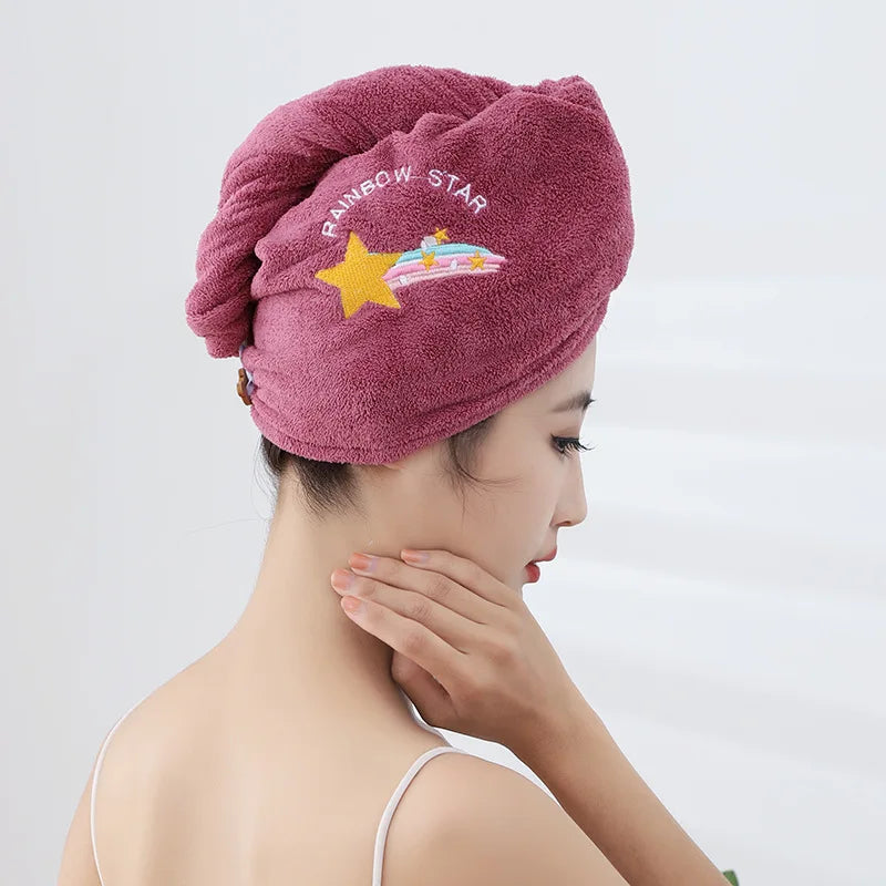 Women Soft Microfiber Towels Shower Cap