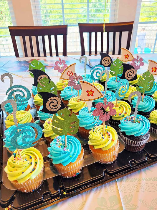 30 PCs Glittery Moana Inspired Cupcake Toppers