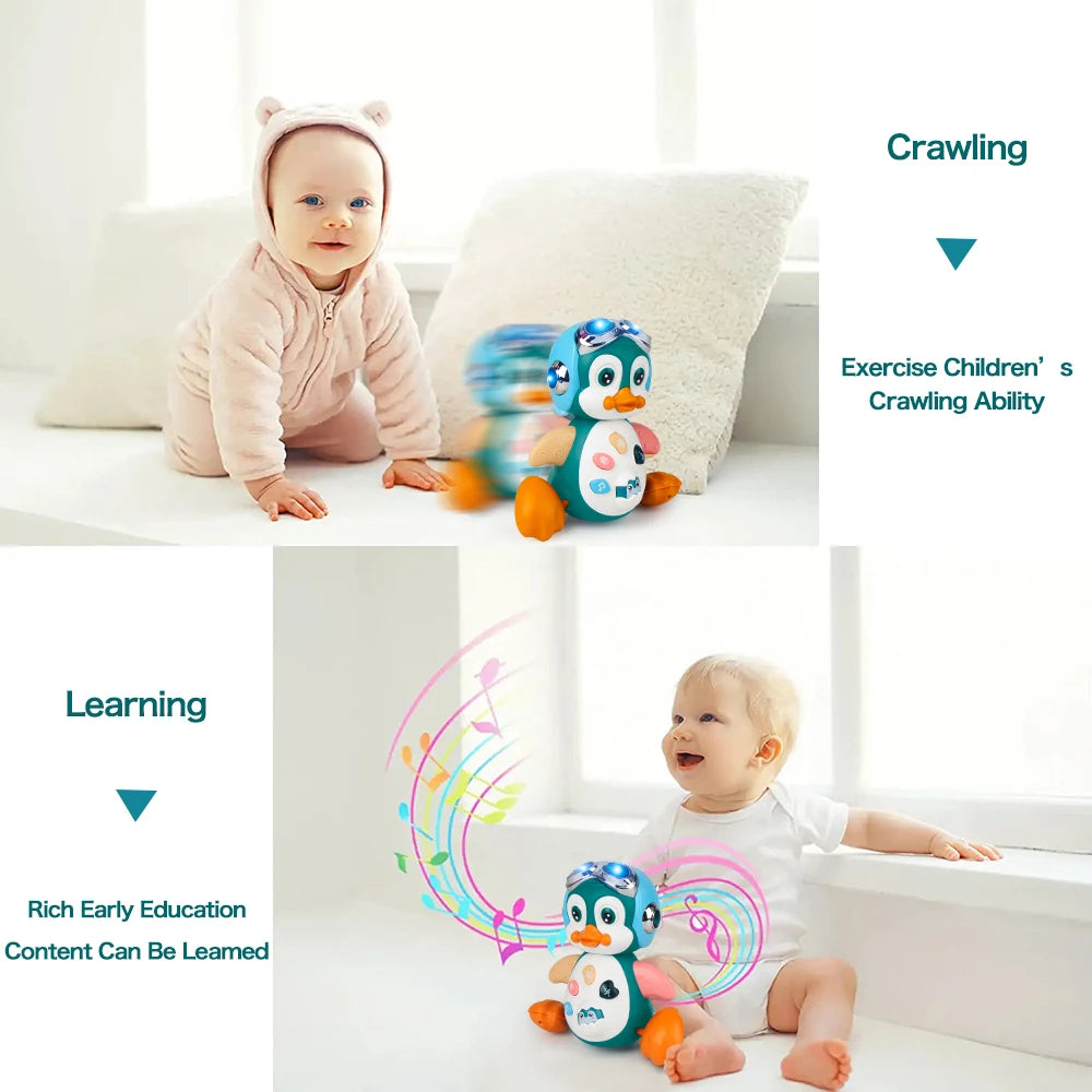 cute Baby Crawling Toys Musical Penguin