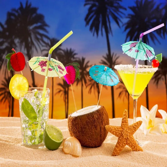 50pcs Tropical Umbrella  Cocktail Straws Birthday Party Decor