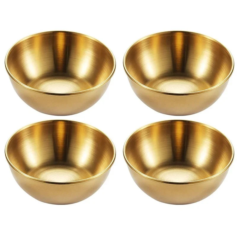 4pcs 2pcs Stainless Steel Golden Sauce Dishes Appetizer