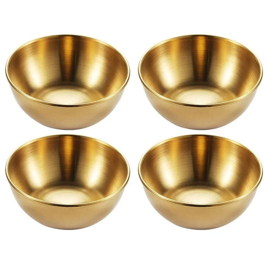 4pcs 2pcs Stainless Steel Golden Sauce Dishes Appetizer