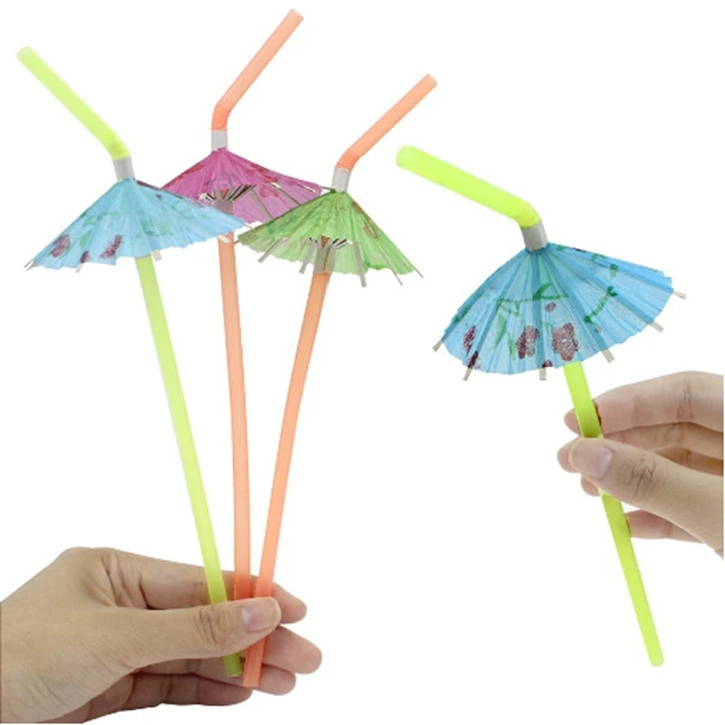 50pcs Tropical Umbrella  Cocktail Straws Birthday Party Decor