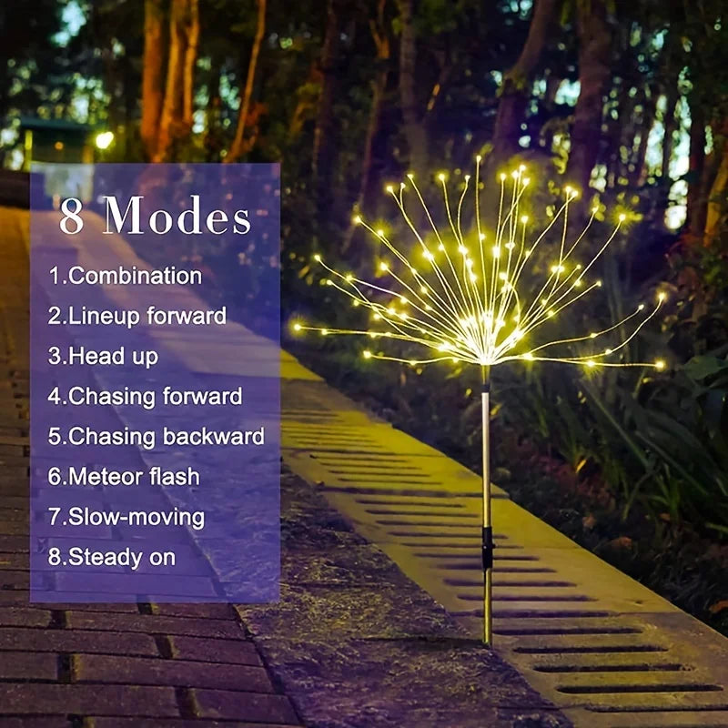 1 Packs Solar Fairy Lights,Waterproof Outdoor Firework Lights