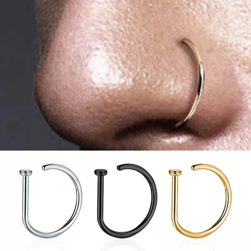 New Curved Barbells Fake Nose Piercing D Shaped