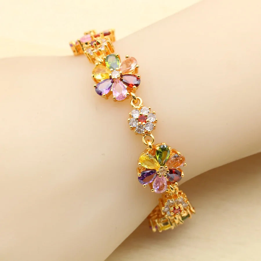 Beautiful Multicolor Zirconia Gold Plated Jewelry Sets