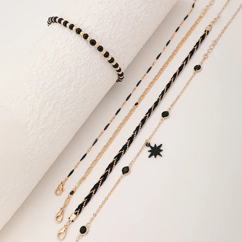 5pcs/Set Bohemian Woven Rope Foot Chain