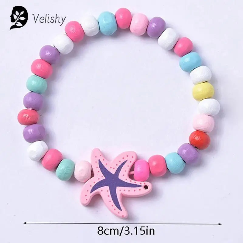 12Pcs/Pack Children Wooden Beads Bracelet