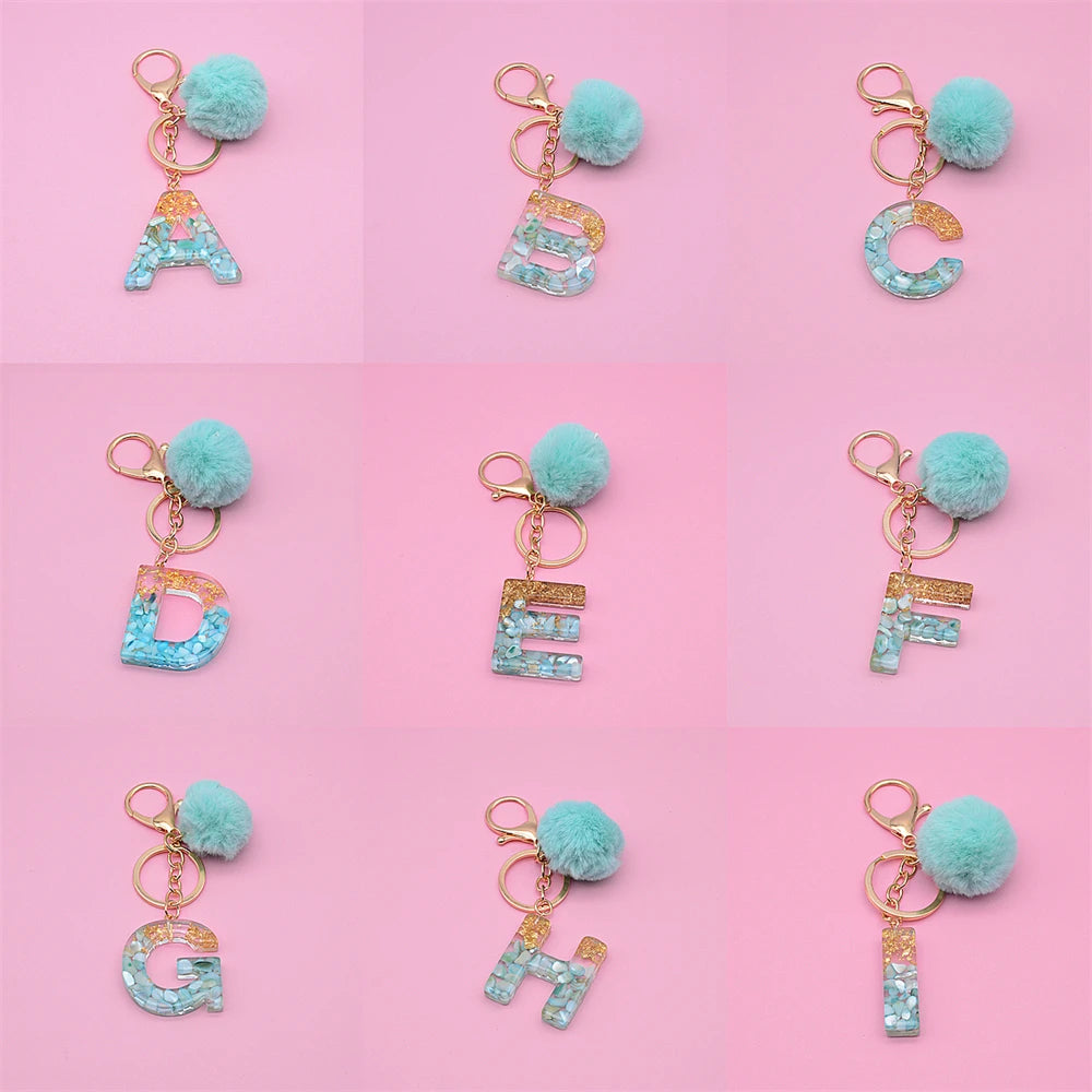 26 Resin Alphabet Keychain Charms