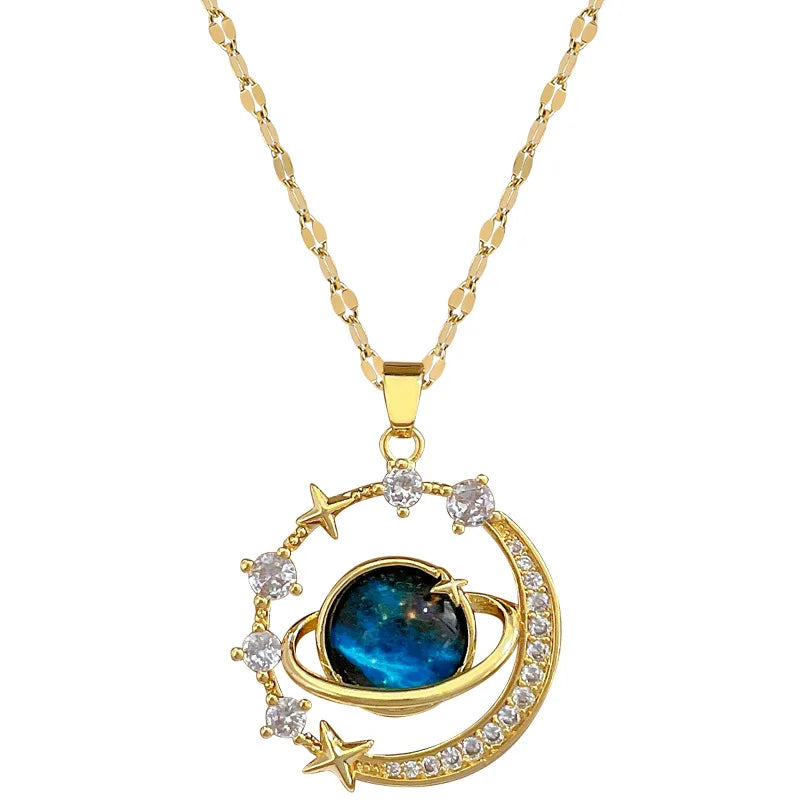 Exquisite Starry Sky Planet Light Gorgeous Necklace