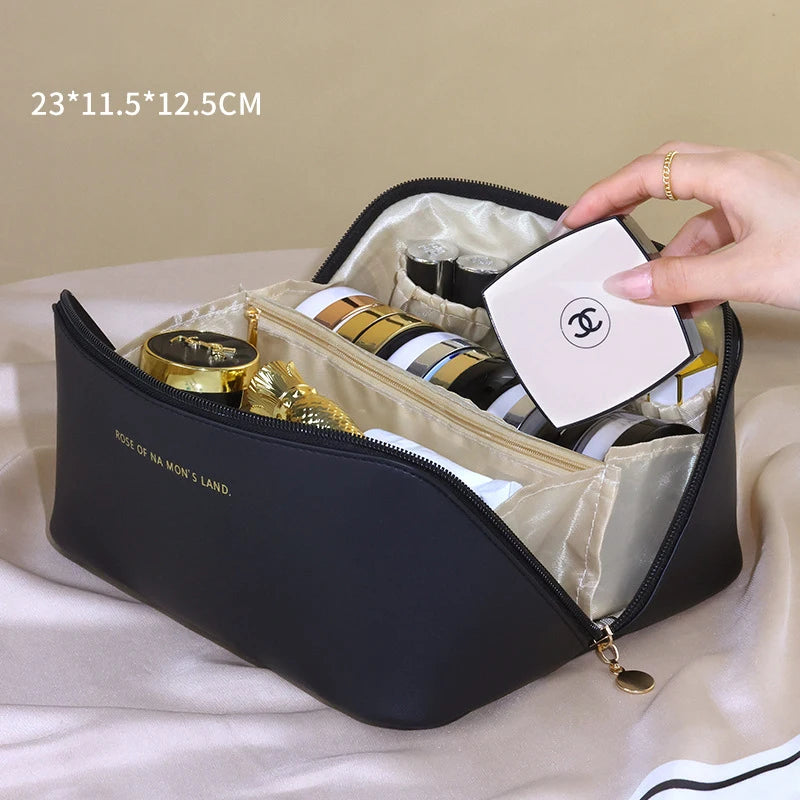 Leather Large Capacity Travel Cosmetic Bag