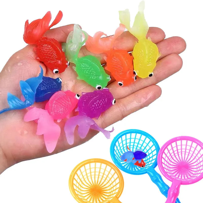 10Pcs/Set Simulation Rubber Goldfish Baby Bath