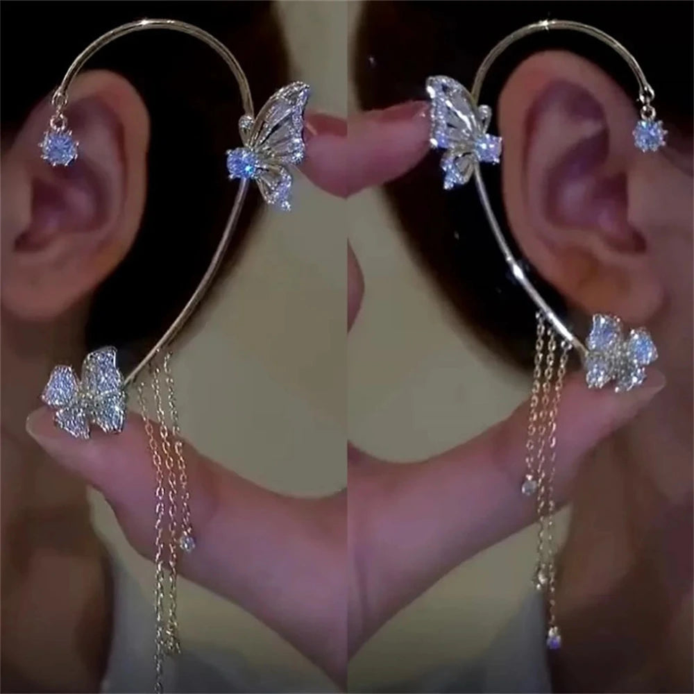 Shiny Zircon Butterfly Ear Cuff