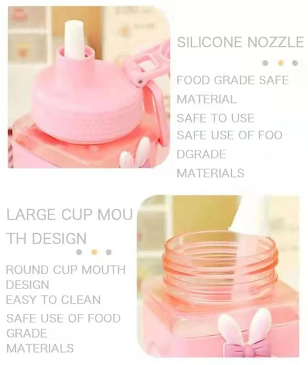 700/900Ml Kawaii Water Bottle With Straw