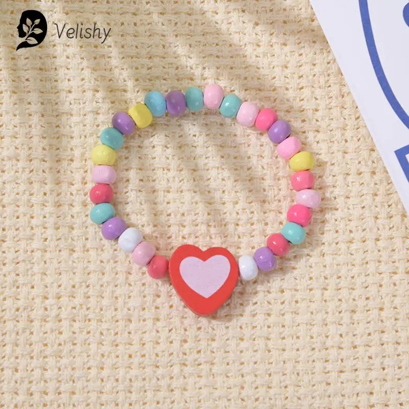 12Pcs/Pack Children Wooden Beads Bracelet