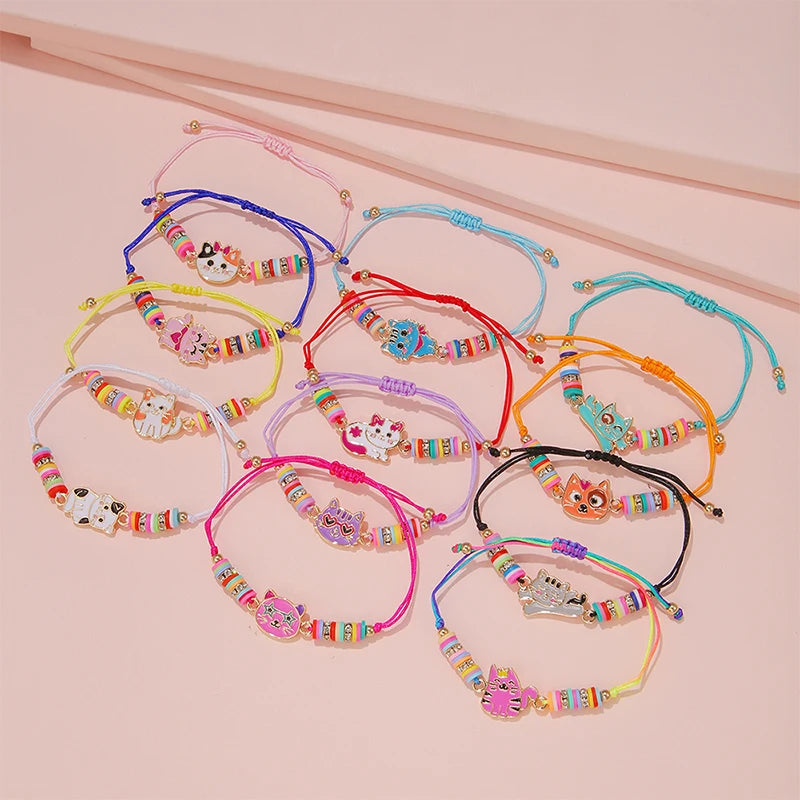 12Pcs/set Cute Cat Charm Bracelets