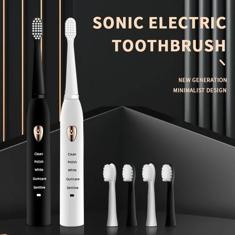 Black White Classic Acoustic Electric Toothbrush