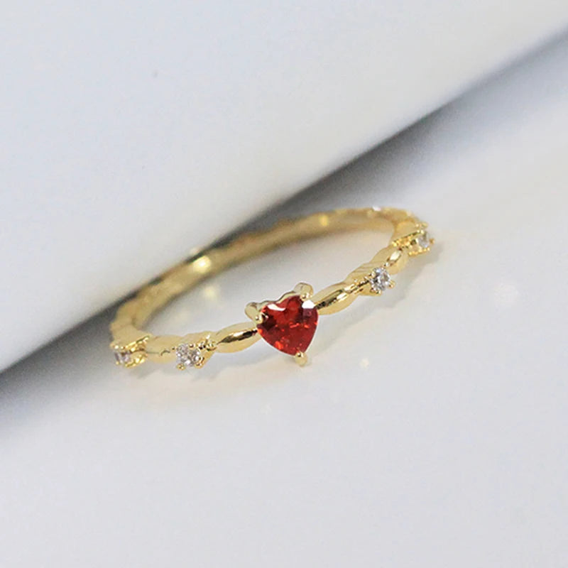 Red Heart Cubic  Rings