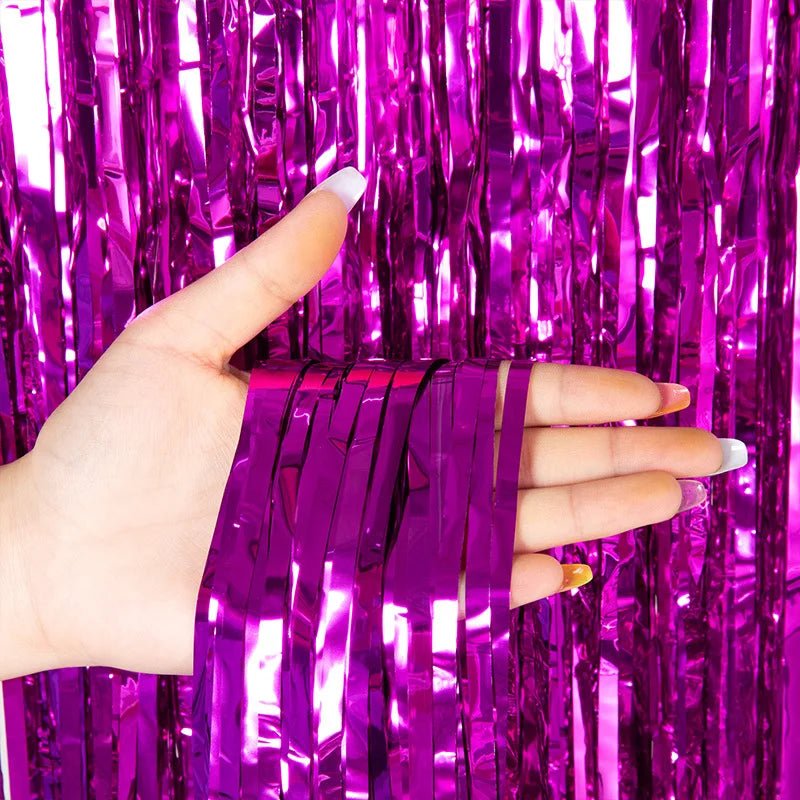 Backdrop Curtains Glitter Glossy Fringe Tinsel Foil Curtain