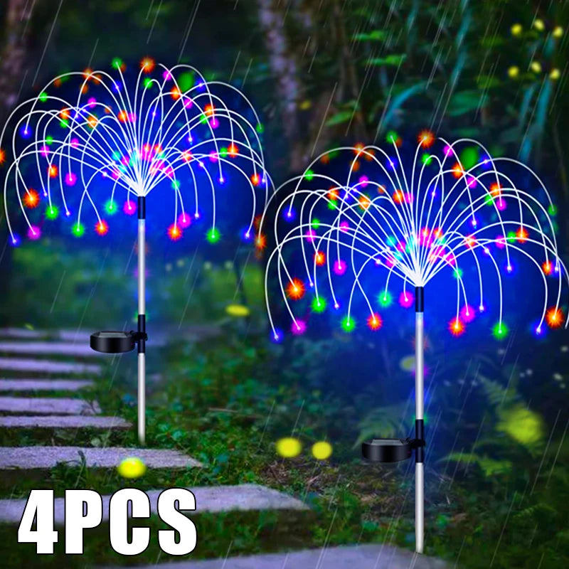 amazing Solar LED Firework Fairy Lights Outdoor Waterproof Garden Decoration