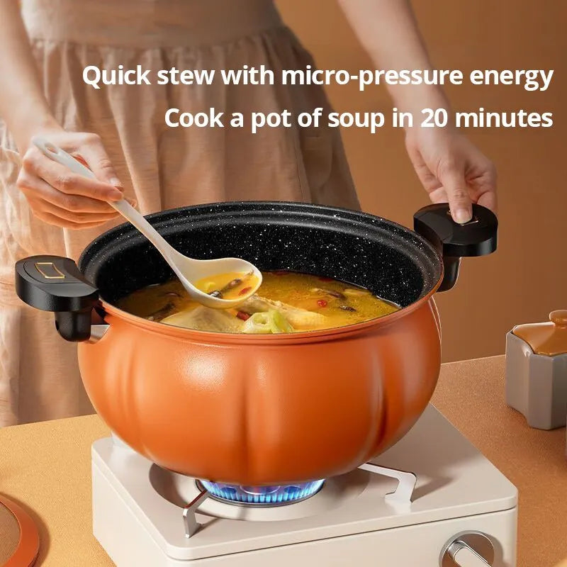 5L Orange Pumpkin Micro Pressure Pot New Home Type Soup Pot Multifunctional Non Stick Pot Gas Stove