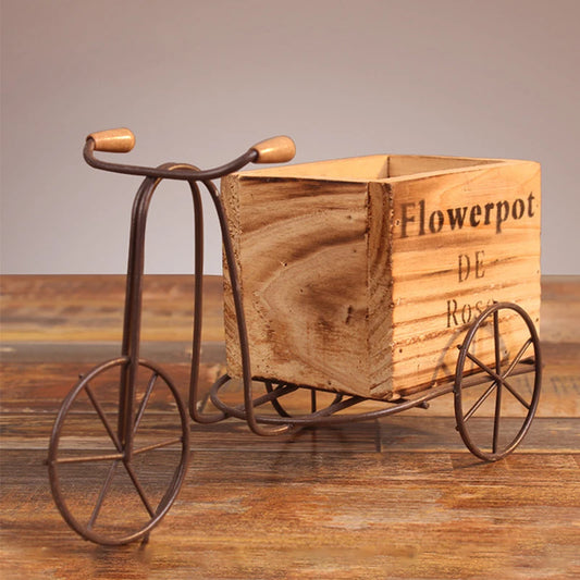 Flower Pot Wooden Bicycle Shaped