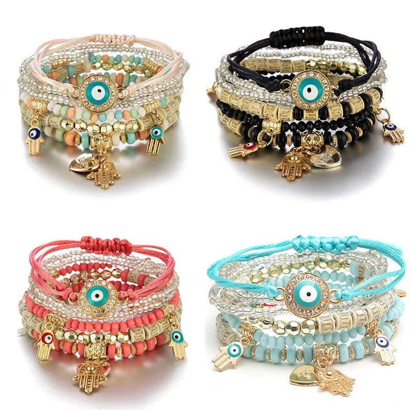 6Pcs/set coloured Bracelet Set