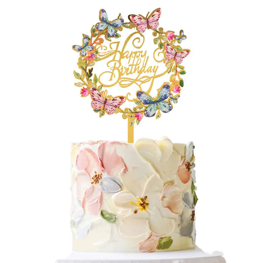 1/3Pcs Acrylic Mirror Happy Birthday Cake Topper