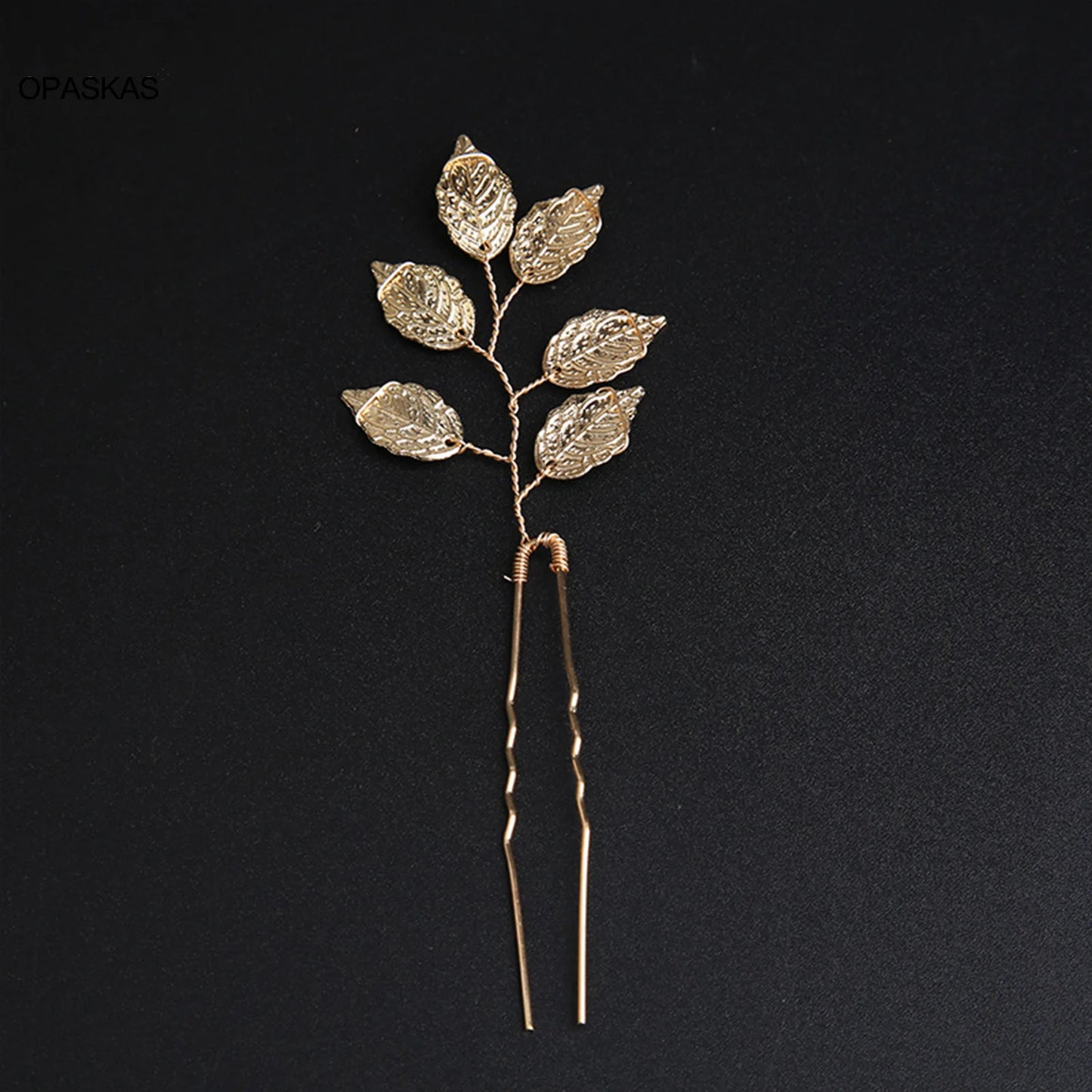 Pearl Flower Hairpin Side Comb Golden Leaf