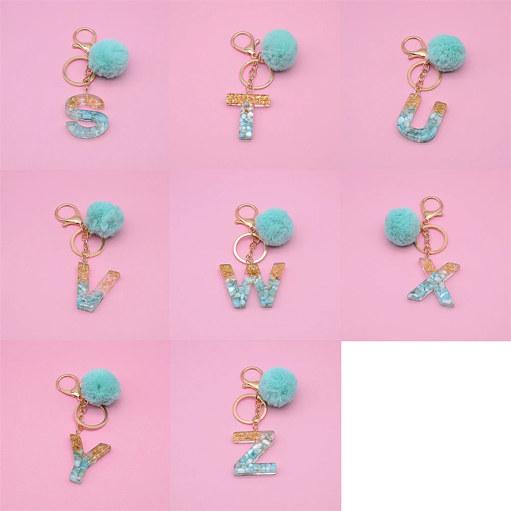 26 Resin Alphabet Keychain Charms